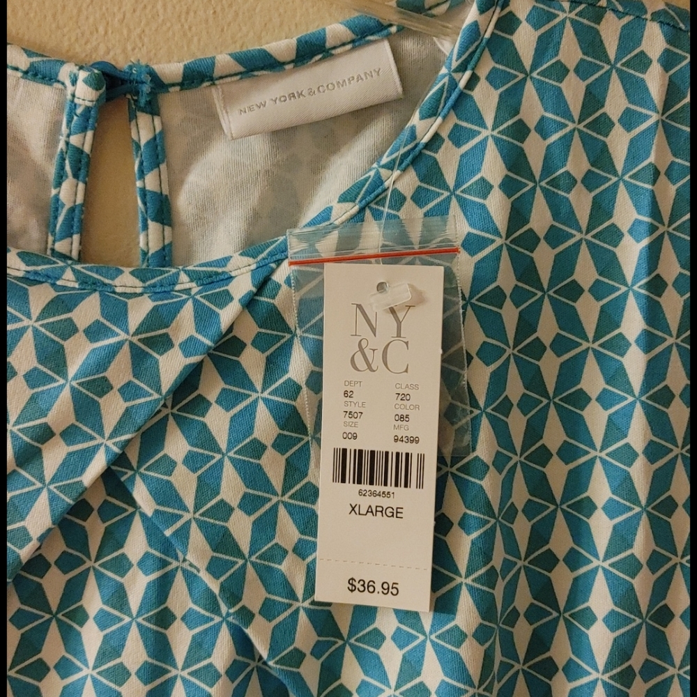 🆕 New York & Company Patterned Dress 💚 💙 - Picture 3 of 8